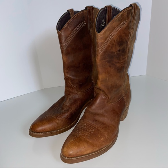 Vibram Shoes Cowboy Boots Leather Western Rodeo Vibram Resist Oil